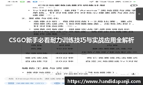 CSGO新手必看耐力训练技巧与实战应用全解析